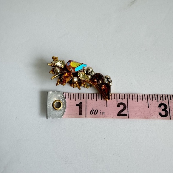 Vintage Originals By ROBERT Earrings Clip On Ear Climber AB Crystal Pearl Signed - Picture 9 of 10